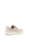 Caprice Wide Fit Shimmer Zip Detail Trainers, Cream