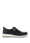Caprice Wide Fit Distressed Leather Comfort Trainers, Navy