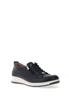 Caprice Wide Fit Distressed Leather Comfort Trainers, Navy