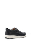 Caprice Wide Fit Distressed Leather Comfort Trainers, Navy