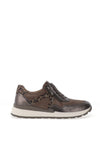 Caprice Wide Fit Suede Comfort Trainers, Taupe