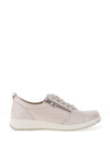 Caprice Pebbled Leather Side Zip Trainers, Pearl