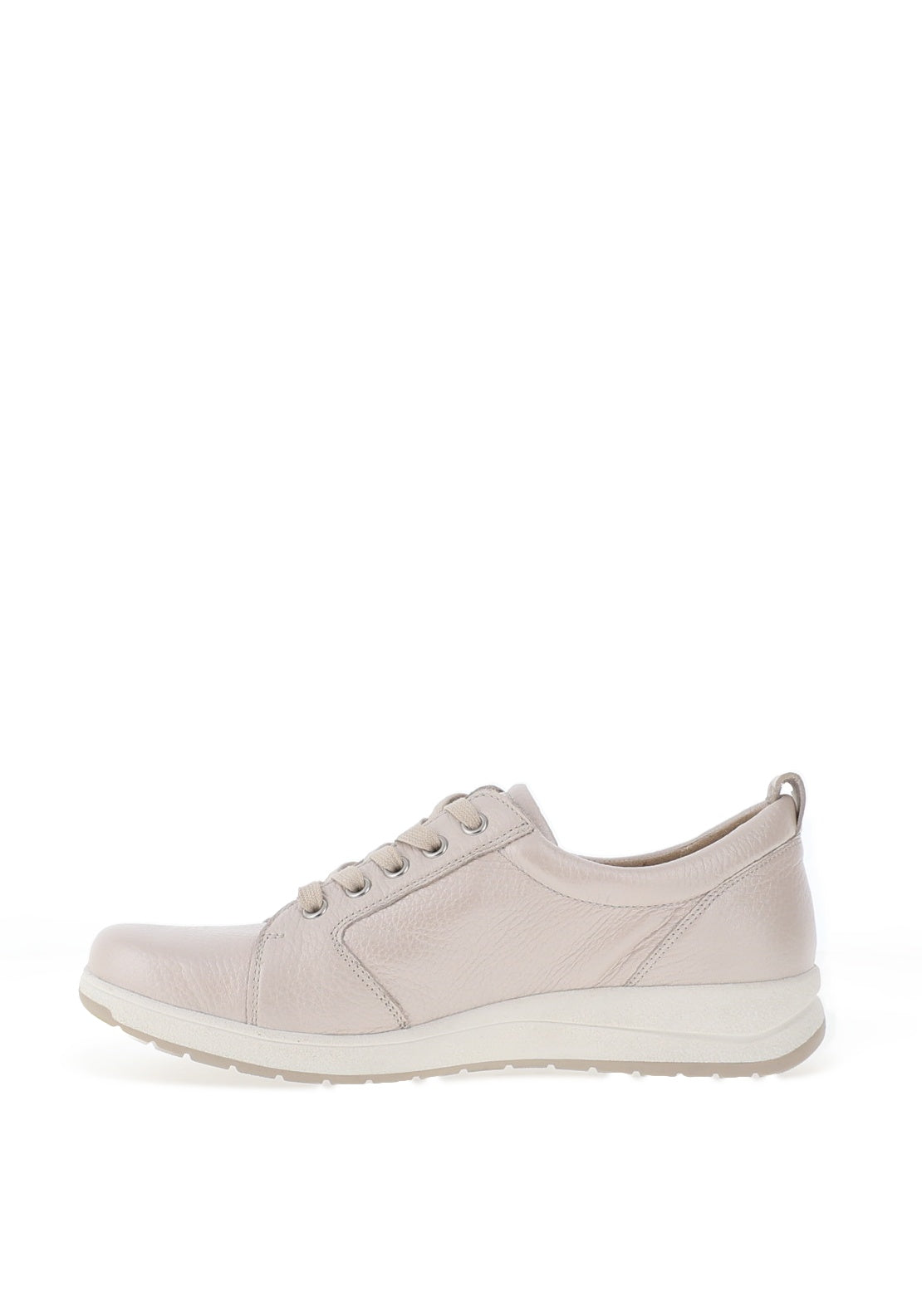 Caprice Pebbled Leather Side Zip Trainers, Pearl
