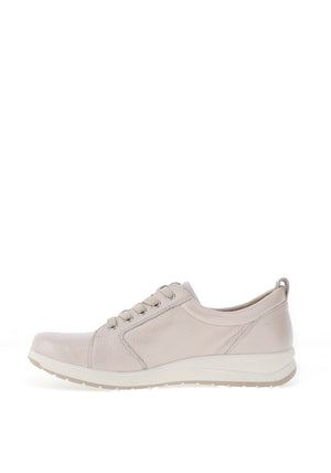 Caprice Pebbled Leather Side Zip Trainers, Pearl