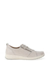 Caprice Pebbled Leather Side Zip Trainers, Pearl