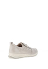 Caprice Pebbled Leather Side Zip Trainers, Pearl