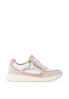 Caprice Wide Fit Leather Colour Block Trainers, Neutral