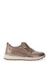 Caprice Wide Fit Distressed Leather Comfort Trainers, Gold Taupe
