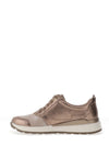 Caprice Wide Fit Distressed Leather Comfort Trainers, Gold Taupe