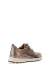 Caprice Wide Fit Distressed Leather Comfort Trainers, Gold Taupe