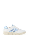 Caprice Wide Fit Leather Flat Trainers, White & Blue