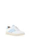 Caprice Wide Fit Leather Flat Trainers, White & Blue