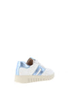 Caprice Wide Fit Leather Flat Trainers, White & Blue