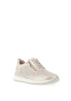Caprice Shining Diamond Perforated Leather Trainers, Taupe