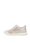 Caprice Shining Diamond Perforated Leather Trainers, Taupe