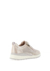 Caprice Shining Diamond Perforated Leather Trainers, Taupe