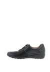 Caprice Wide Fit Leather Comfort Trainers, Black