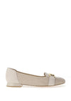 Caprice Wide Fit Woven Flat Loafers, Cream