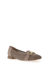 Caprice Wide Fit Woven Flat Loafers, Brown