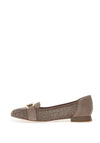 Caprice Wide Fit Woven Flat Loafers, Brown