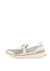 Caprice Wide Fit Leather Mesh Slip On Shoes, White & Gold