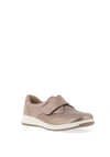 Caprice Metallic Leather Velcro Strap Shoes, Taupe Metallic
