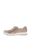 Caprice Metallic Leather Velcro Strap Shoes, Taupe Metallic