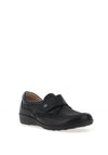 Caprice Wide Fit Leather Velcro Shoes, Black