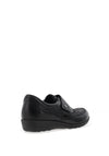 Caprice Wide Fit Leather Velcro Shoes, Black