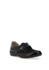 Caprice Wide Fit Patent Leather Velcro Shoes, Black Combo