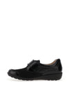 Caprice Wide Fit Patent Leather Velcro Shoes, Black Combo