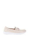 Caprice Wide Fit Patent Leather Slip On Loafers, Nude