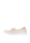 Caprice Wide Fit Patent Leather Slip On Loafers, Nude