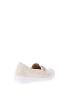 Caprice Wide Fit Patent Leather Slip On Loafers, Nude