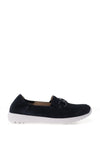 Caprice Wide Fit Suede Slip On Loafers, Navy
