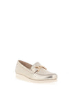 Caprice Metallic Leather Loafers, Gold