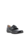 Caprice Wide Fit Croc Leather Velcro Shoes, Black
