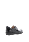 Caprice Wide Fit Croc Leather Velcro Shoes, Black
