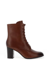 Caprice Leather Laced Heeled Boots, Cognac