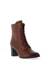 Caprice Leather Laced Heeled Boots, Cognac