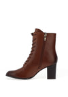 Caprice Leather Laced Heeled Boots, Cognac