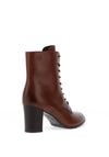 Caprice Leather Laced Heeled Boots, Cognac