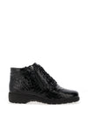 Caprice Crocodile Embossed Patent Ankle Boots, Black