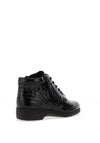 Caprice Crocodile Embossed Patent Ankle Boots, Black