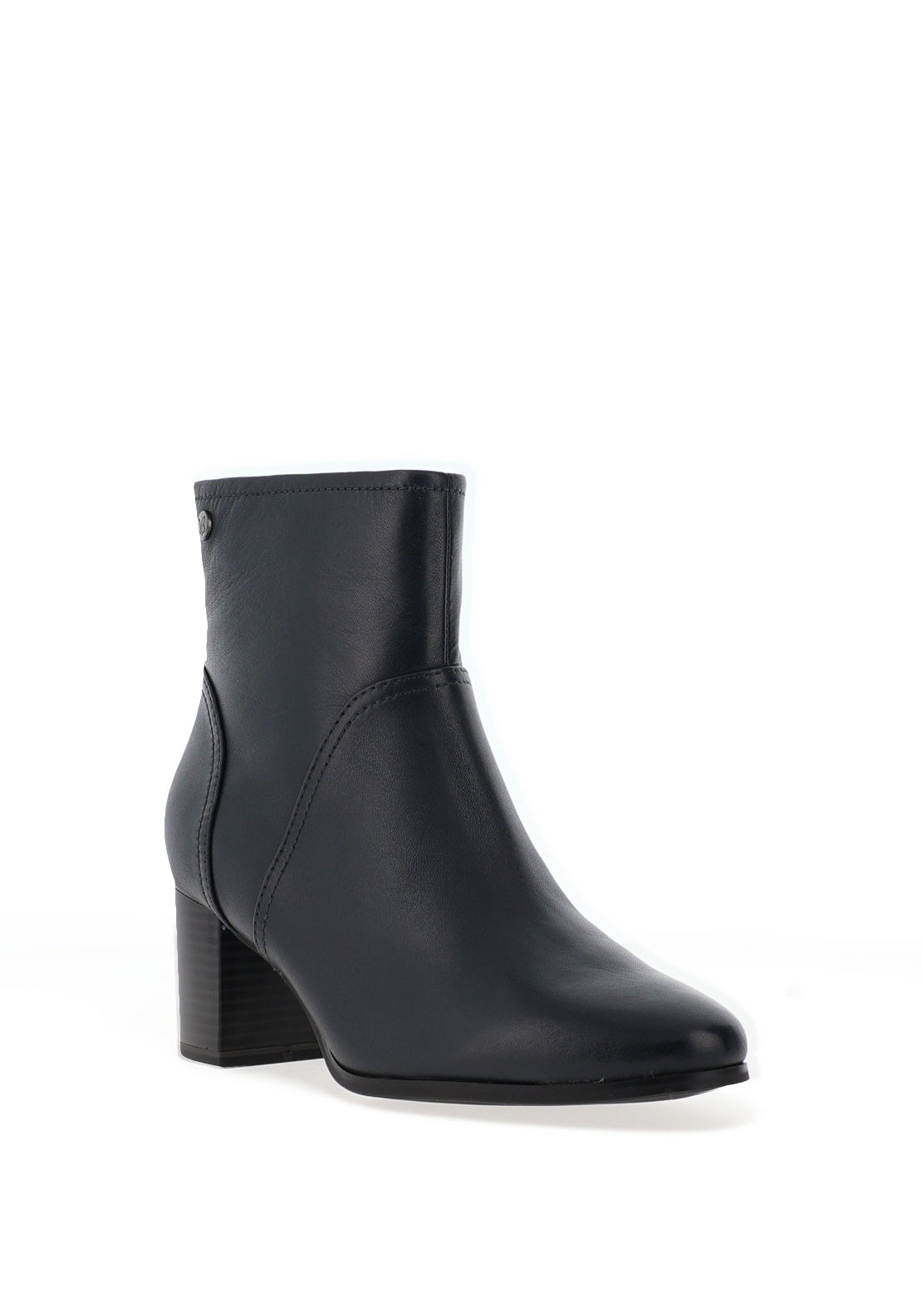 Caprice Wide Fit Nappa Leather Heeled Boots, Navy