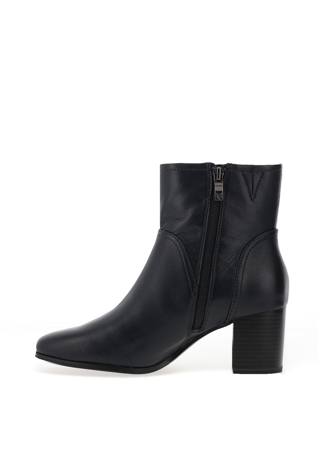 Caprice Wide Fit Nappa Leather Heeled Boots, Navy