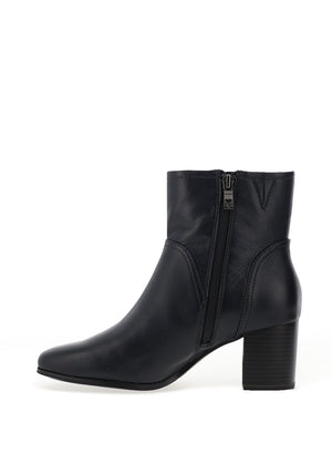 Caprice Wide Fit Nappa Leather Heeled Boots, Navy