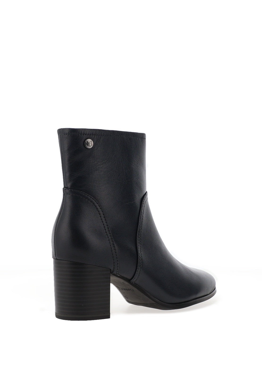 Caprice Wide Fit Nappa Leather Heeled Boots, Navy