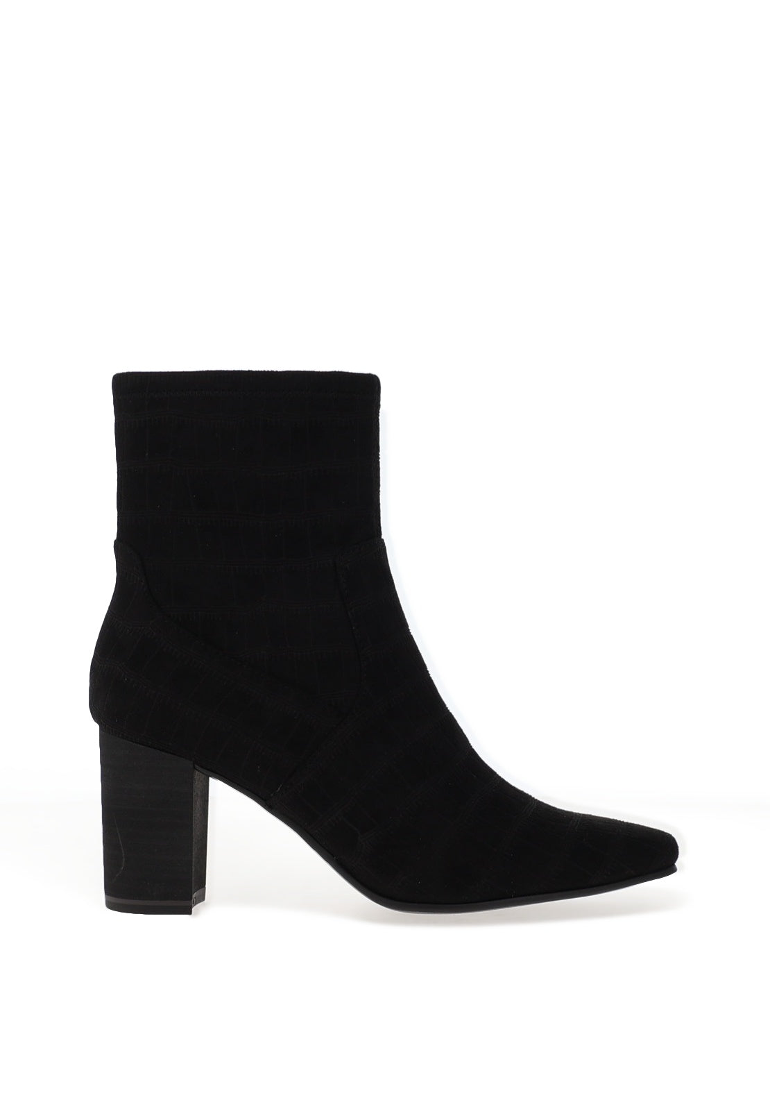 Caprice Croc Print Heeled Ankle Boots, Black
