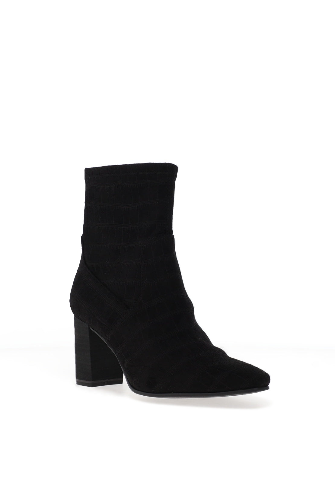 Caprice Croc Print Heeled Ankle Boots, Black